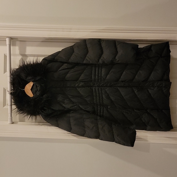 Talbots downed puffer coat. Black, faux fur lining removable.XL - Picture 2 of 8